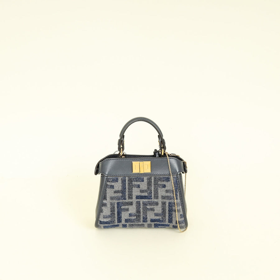 Fendi Navy Blue Nano Peekaboo Bag