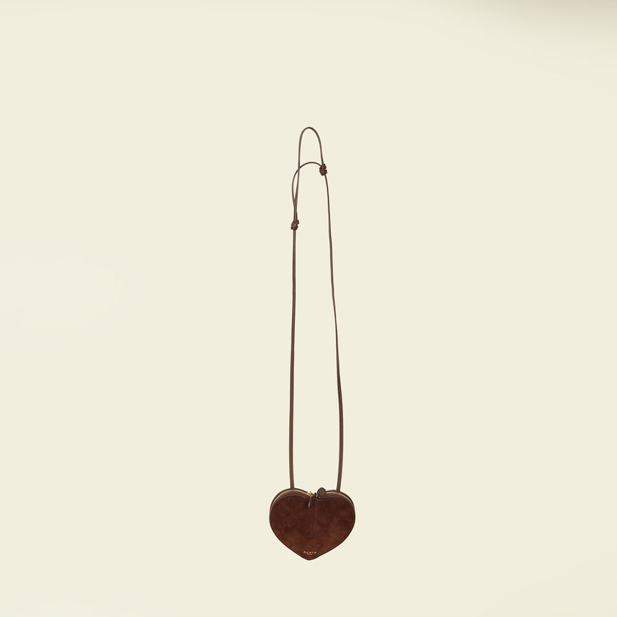 Alaia Dark Brown A Le CŒUR Small Bi Material Bag
