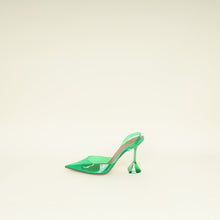 Amina Muaddi Green Holli Glass Slingback 38