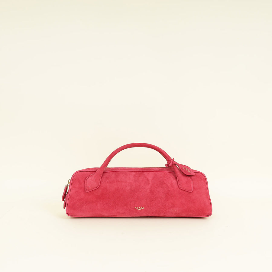 Alaia Framboise Suede Clutch Bag