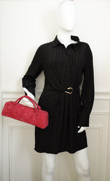 Alaia Framboise Suede Clutch Bag