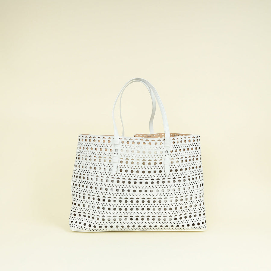 Alaia White Cut-Out Mina 44 Tote Bag