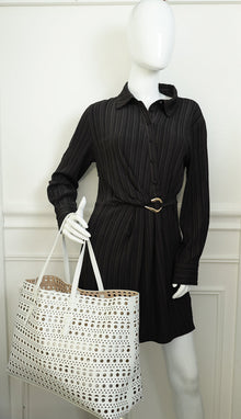Alaia White Cut-Out Mina 44 Tote Bag