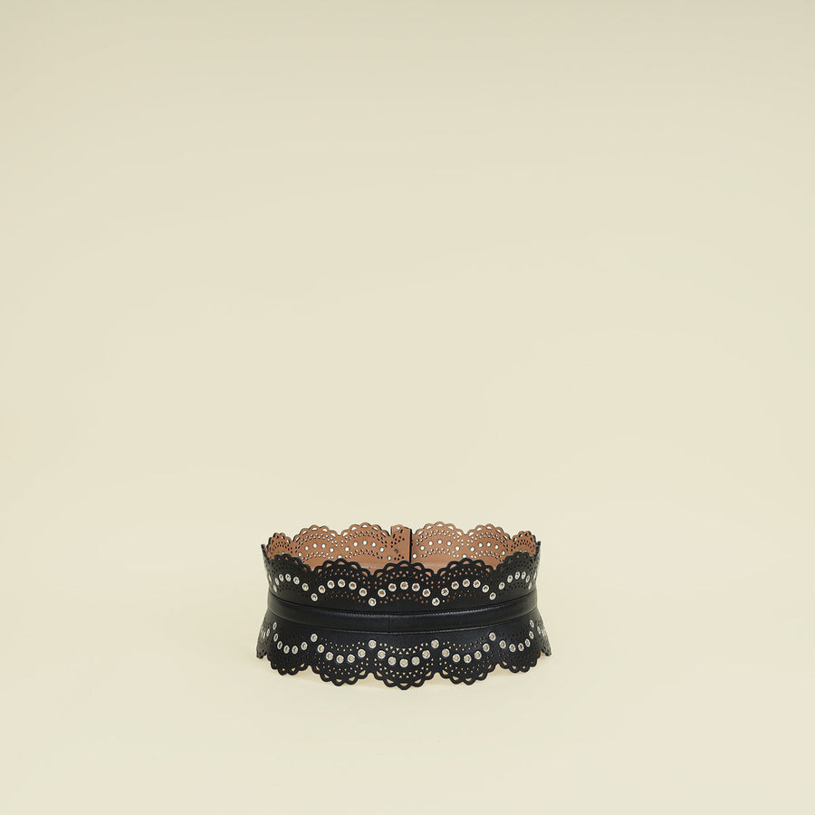 Alaïa Black Vienne Eyelet Bustier Belt