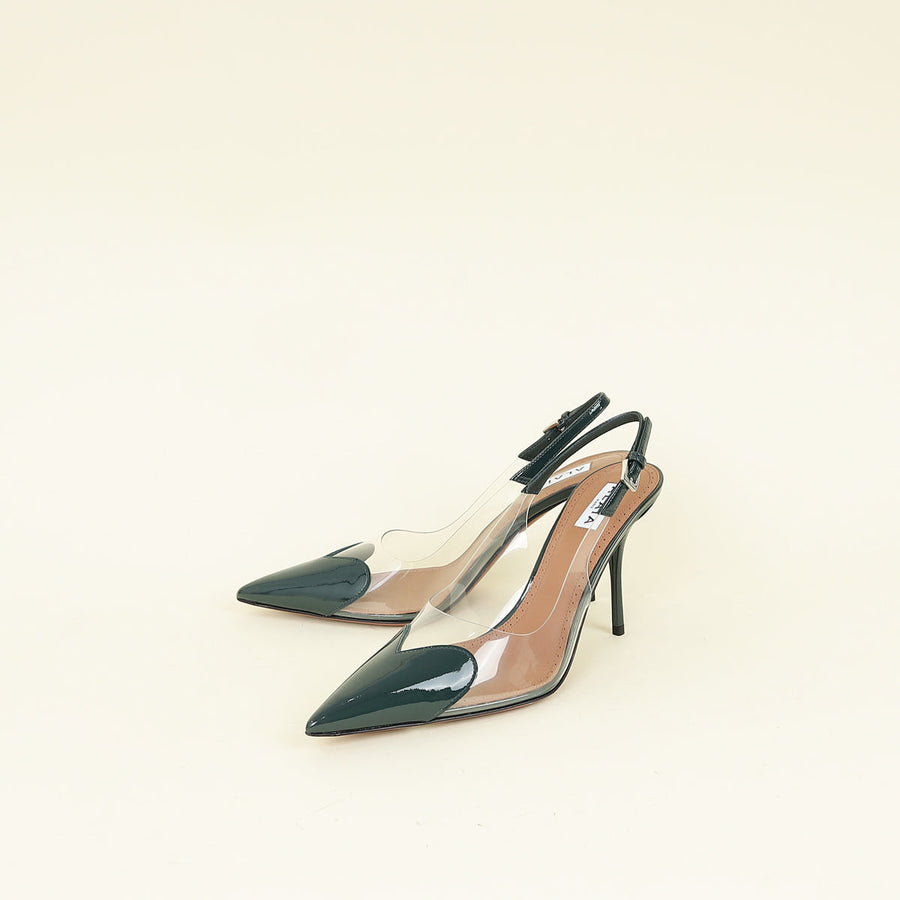 Alaia Dark Green Vert Bouteille Le Cœur Slingback Pumps 39
