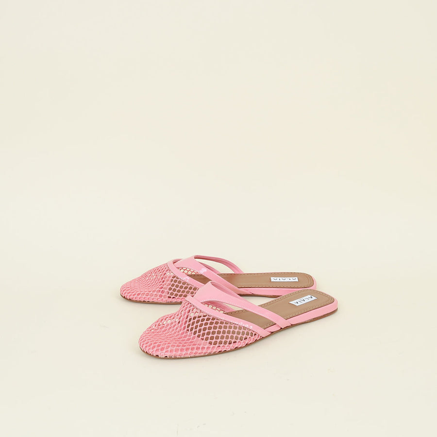 Alaïa Pink Fishnet Slippers 41