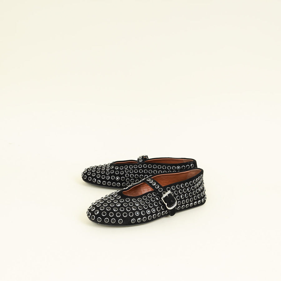 Alaïa Black Crystal-embellished Ballet Flats 37