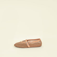 Alaia Peach Nude Fishnet Ballet Flats 40