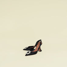 Amina Muaddi Black Begum Satin Sling Pumps 37