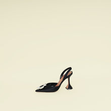 Amina Muaddi Black Begum Satin Sling Pumps 37