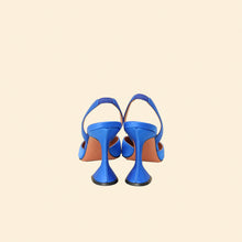 Amina Muaddi Electric Blue Satin Begum Crystal Slingback Pumps 38.5