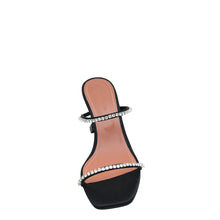 Amina Muaddi Black Satin Crystal Gilda Sandals 37.5