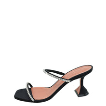 Amina Muaddi Black Satin Crystal Gilda Sandals 37.5