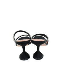Amina Muaddi Black Satin Crystal Gilda Sandals 37.5