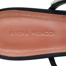 Amina Muaddi Black Satin Crystal Gilda Sandals 37.5
