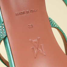 Amina Muaddi Metallic Caribbean Adriana Crystal Mules Sandal 39