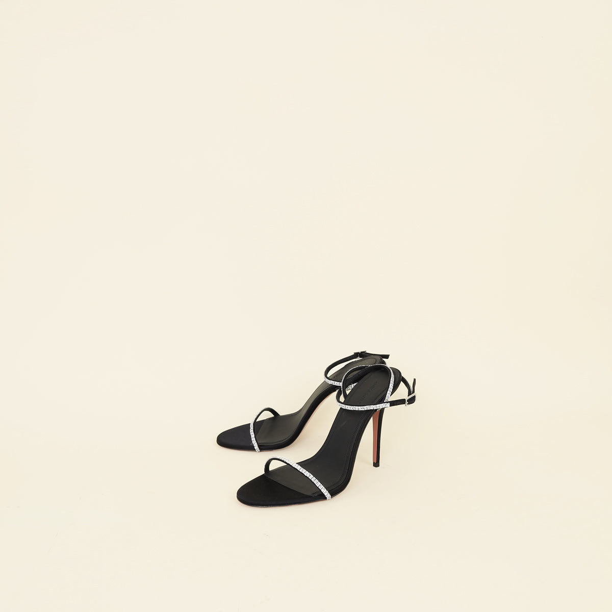 Amina Muaddi Black Barbara 105 Crystal Sandals 39