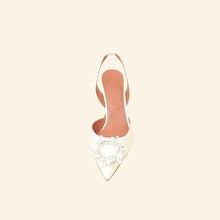 Amina Muaddi White Satin Begum Sling 39