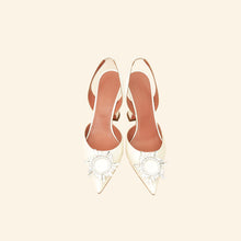 Amina Muaddi White Satin Begum Sling 39