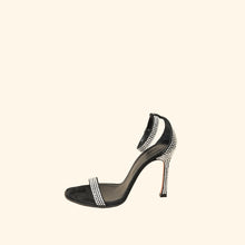 Amina Muaddi Black Kim Crystal Sandal 37.5