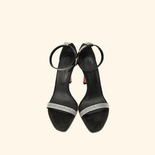 Amina Muaddi Black Kim Crystal Sandal 37.5