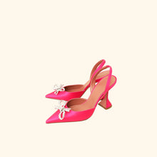 Amina Muaddi Fuchsia Satin Rosie Sling Pumps 37