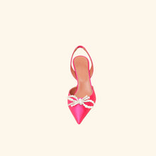 Amina Muaddi Fuchsia Satin Rosie Sling Pumps 37