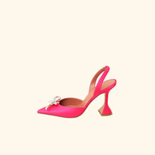 Amina Muaddi Fuchsia Satin Rosie Sling Pumps 37