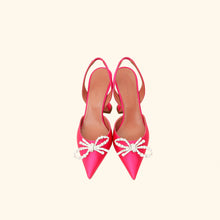 Amina Muaddi Fuchsia Satin Rosie Sling Pumps 37