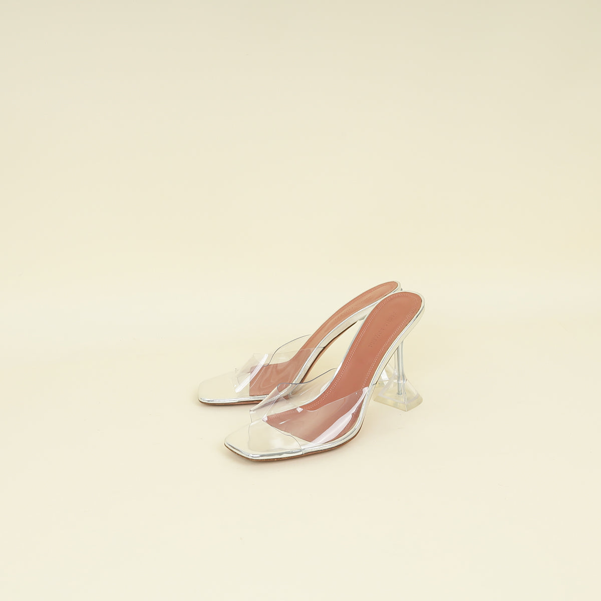 Amina Muaddi Bicolor Lupita Glass Mules 38.5