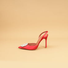 Amina Muaddi Roman Red Satin Camelia Sling 105 Pumps 38