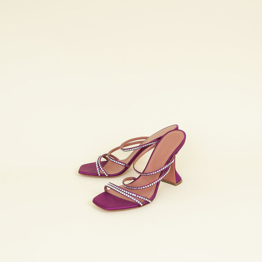 Amina Muaddi Purple Crystal Naima Sandals 41