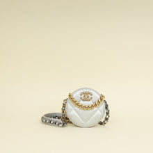 Chanel Metallic Gray 19 Round Mini Clutch w/ Chain