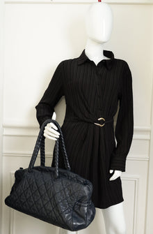Chanel Indigo Blue CC Quilted Hidden Chain Bowler Bag