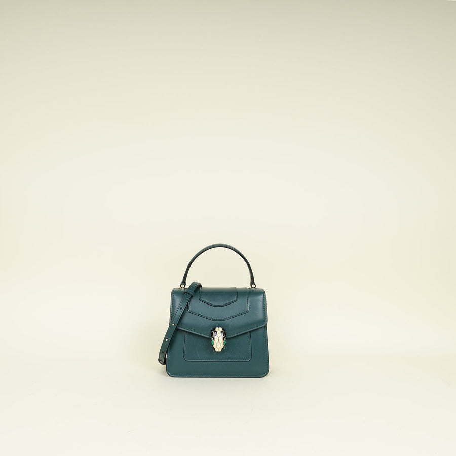 Bvlgari Emerald Green Serpenti Forever Top Handle Bag