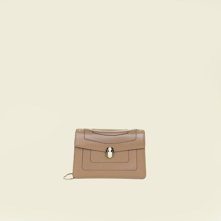 Bvlgari Brown Serpenti Forever Flap Shoulder Bag