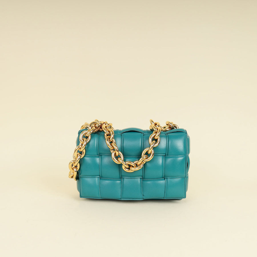 Bottega Veneta Teal Padded Chain Cassette Bag