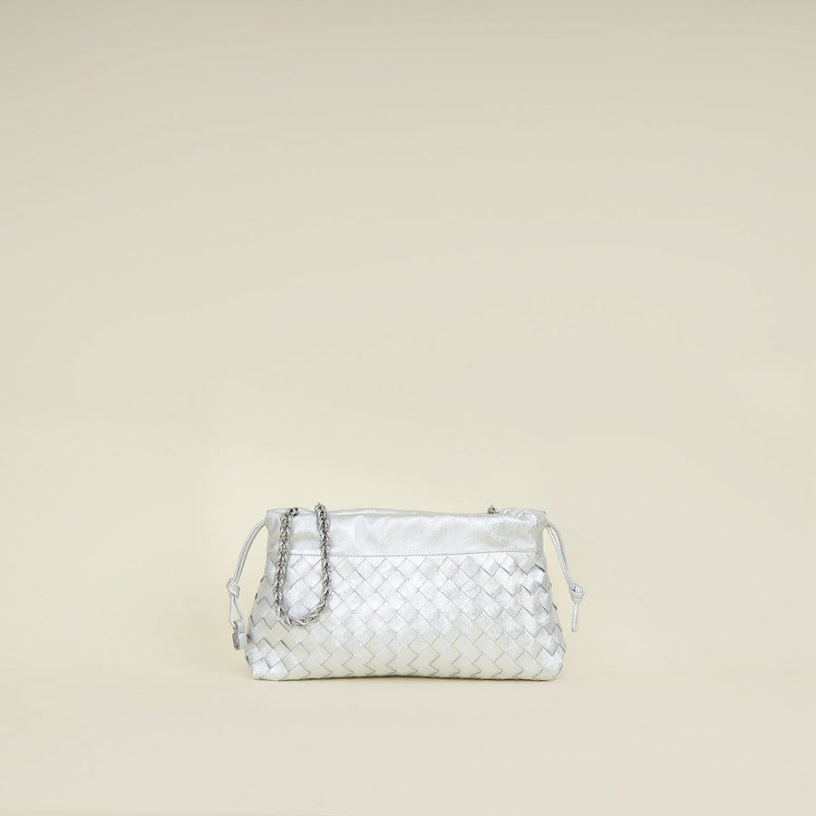 Bottega Veneta Metallic Silver Dustbag Notte Bag