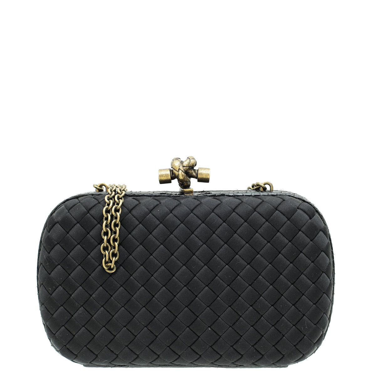 Bottega Veneta Black Knot Intrecciato Silk Chain Clutch Bag