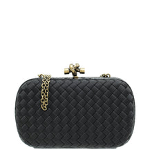 Bottega Veneta Black Knot Intrecciato Silk Chain Clutch Bag