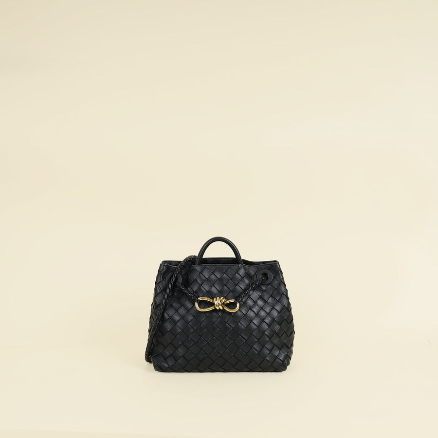 Bottega Veneta Black Intrecciato Andiamo Small Tote Bag