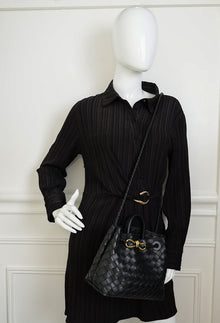 Bottega Veneta Black Intrecciato Andiamo Small Tote Bag