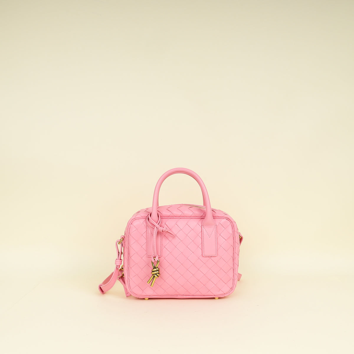 Bottega Veneta Pink Intrecciato Small Getaway Top-Handle Bag