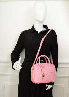 Bottega Veneta Pink Intrecciato Small Getaway Top-Handle Bag