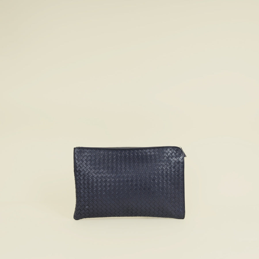 Bottega Veneta Blue Intrecciato Document/Laptop Case