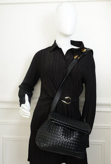 Bottega Veneta Black Intrecciato "The Fold" Crossbody Bag