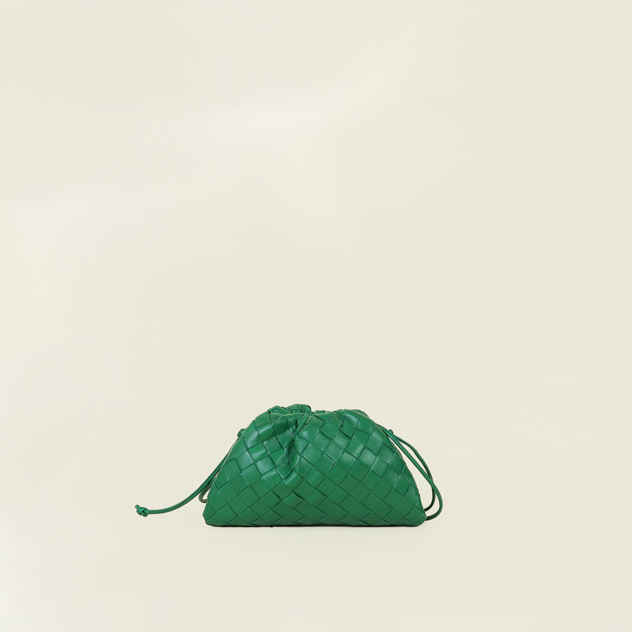 Bottega Veneta Green Intrecciato Leather Mini Pouch Bag