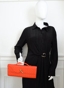 Bottega Veneta Orange Red Intrecciato Nappa Andiamo Clutch