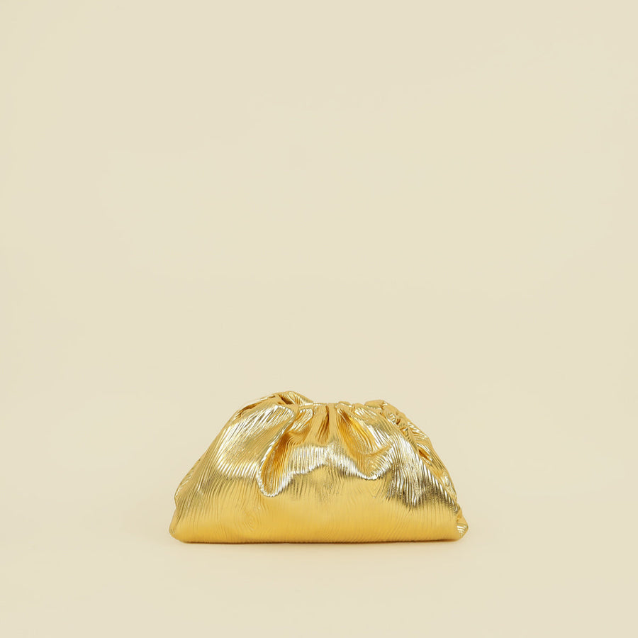 Bottega Veneta Metallic Gold Bark The Pouch