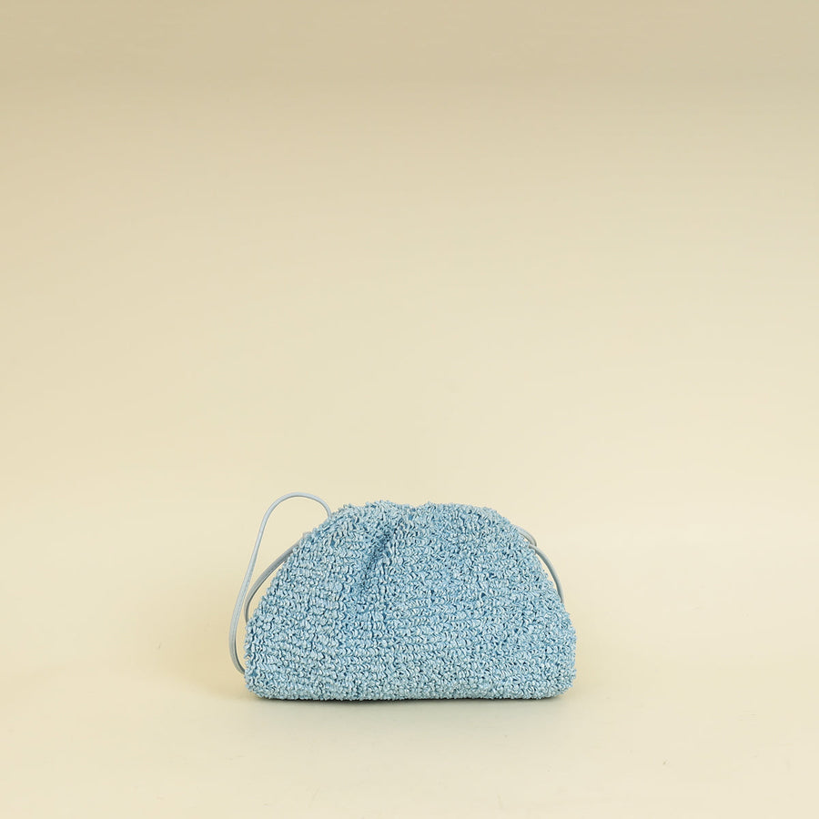 Bottega Veneta Light Blue Curly Raffia Mini Pouch Bag